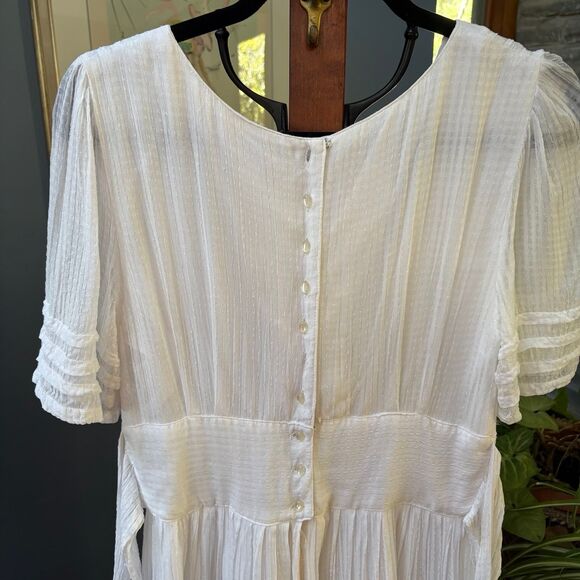 80s Vintage Sarah Elizabeth White Embroidered Floral Prairie Dress size 10 - Picture 9 of 12
